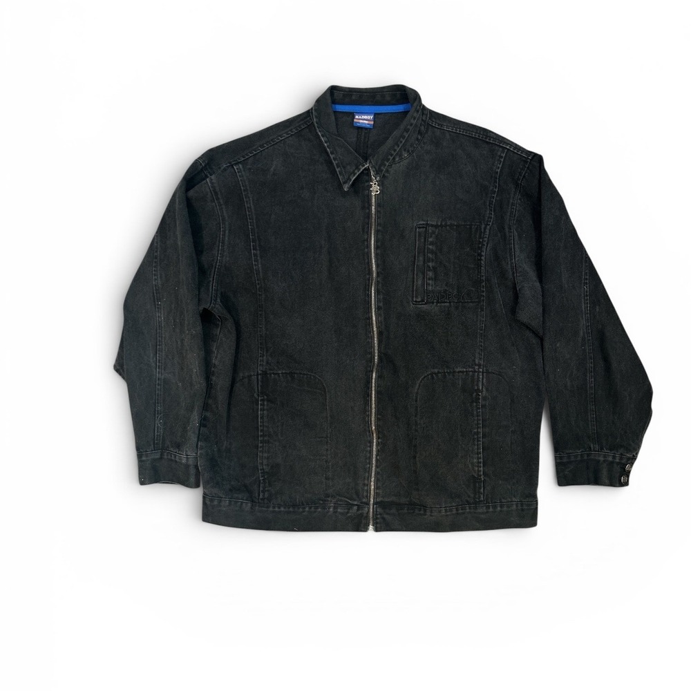 Bad Boy Vintage Denim Jacket Mens 3XL Black Full Zip Embroidered Streetwear Y2K